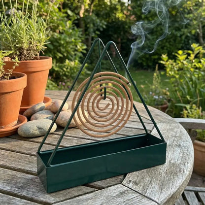 12880 mosquito coil holder frame triangular shape iron incense repellent hanging outdoor stylish - health care