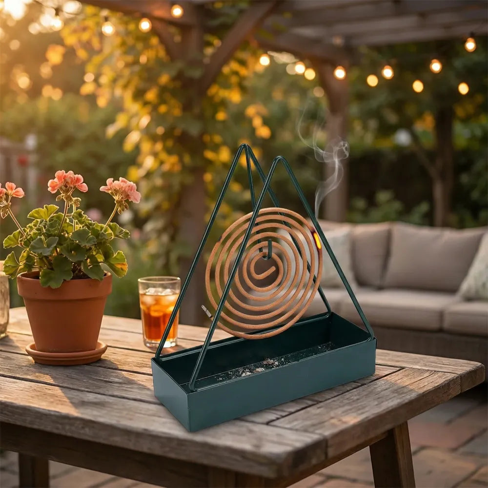12880 mosquito coil holder frame triangular shape iron incense repellent hanging outdoor stylish - health care