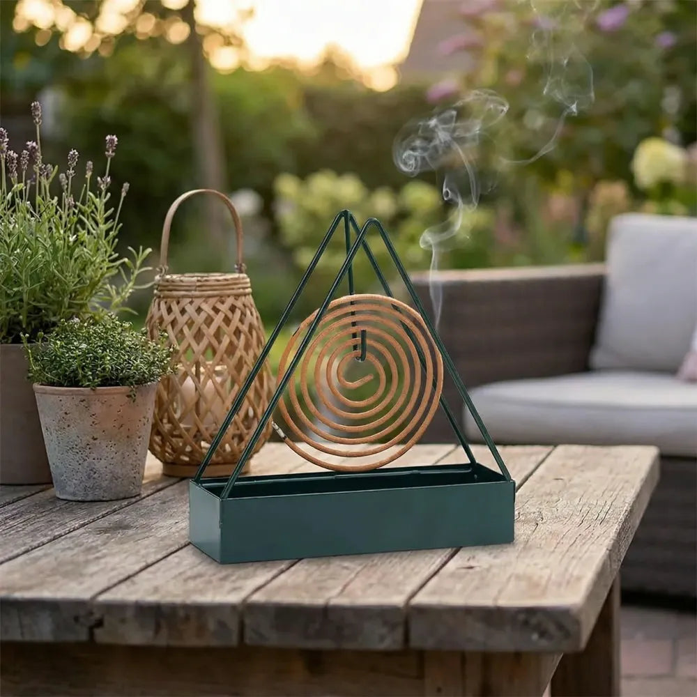 12880 mosquito coil holder frame triangular shape iron incense repellent hanging outdoor stylish - health care