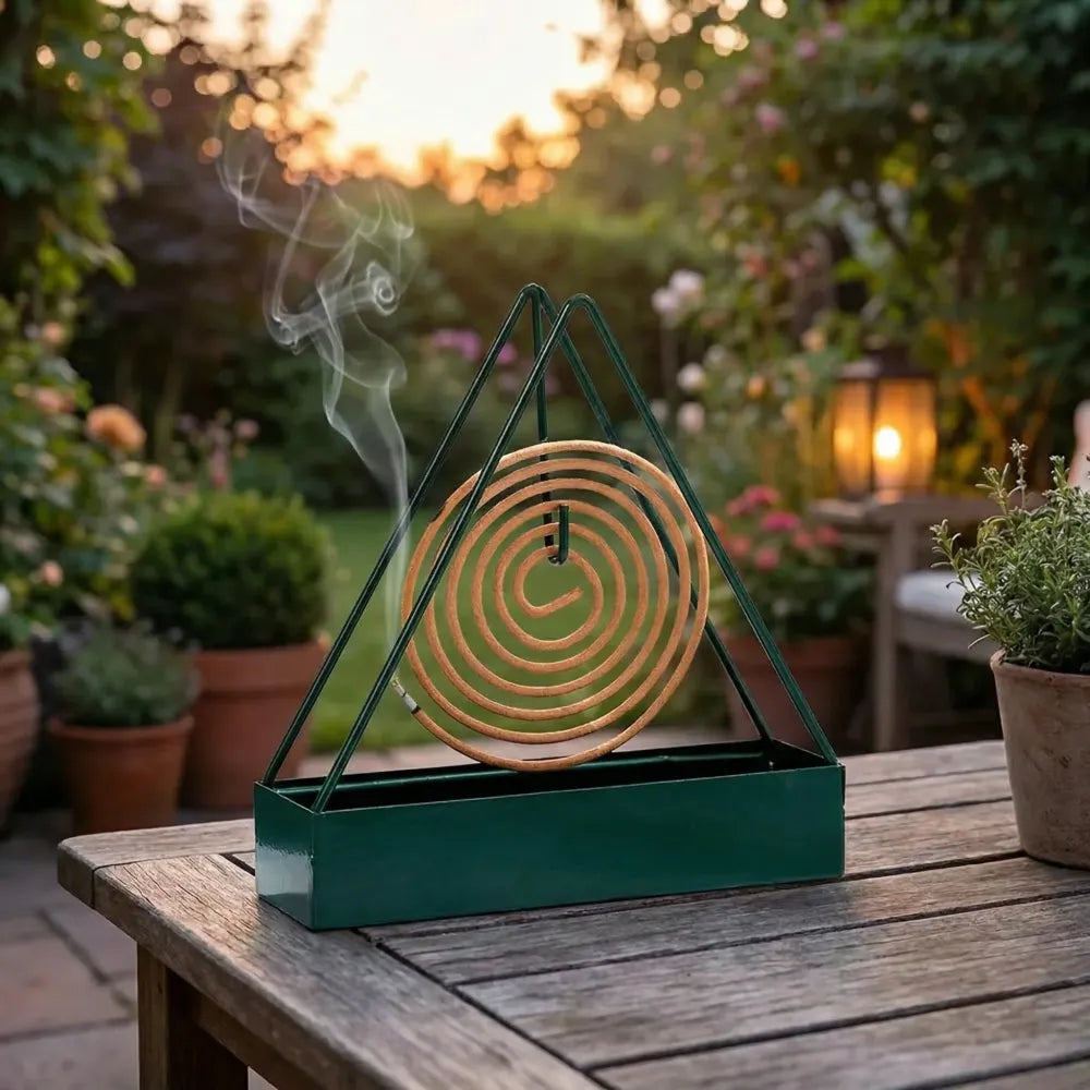 12880 mosquito coil holder frame triangular shape iron incense repellent hanging outdoor stylish - health care