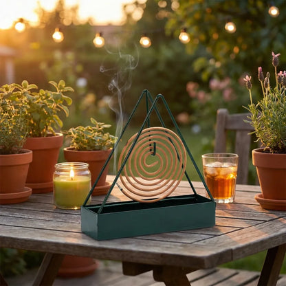12880 mosquito coil holder frame triangular shape iron incense repellent hanging outdoor stylish - health care