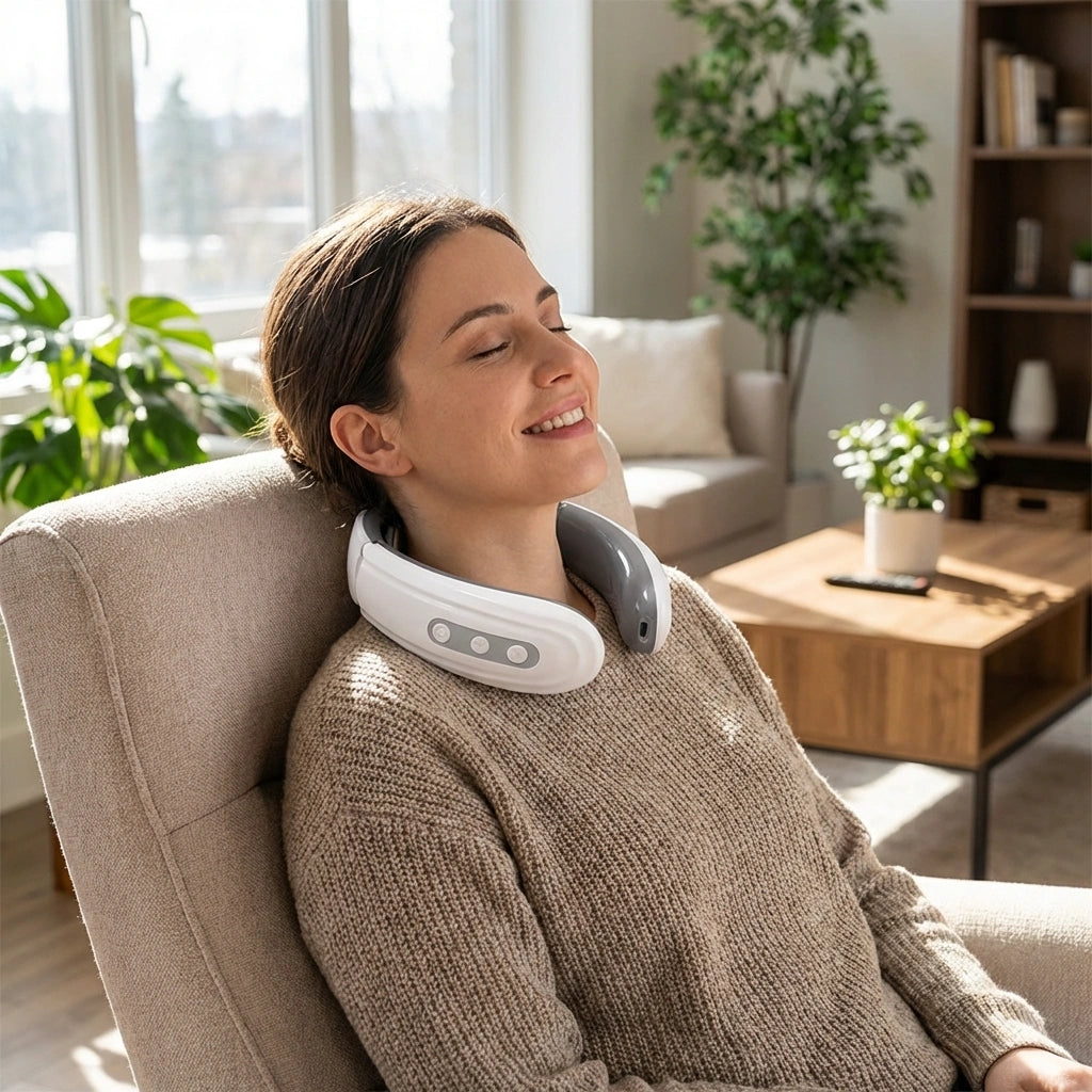 2 Heads Smart Electric Neck And Back Pulse Massager (1 Pc  Mix Design)