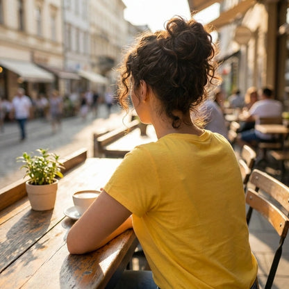 Women’s Printed Cotton T-Shirt – Yellow