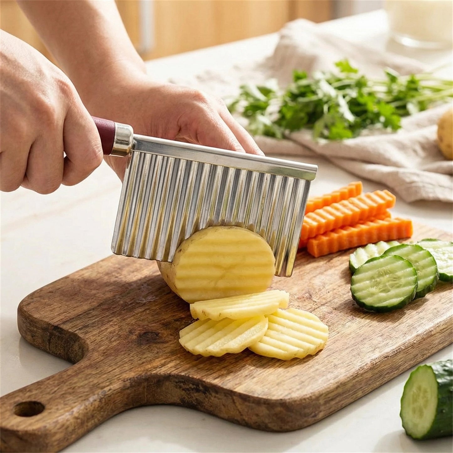 Crinkle-Cut Stainless Steel Knife