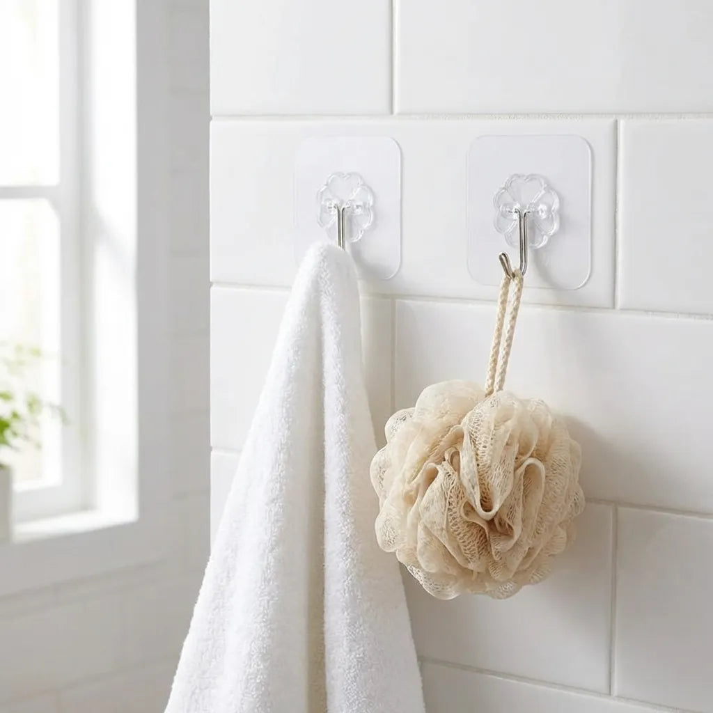 Transparent Adhesive Hooks – Pack of 12