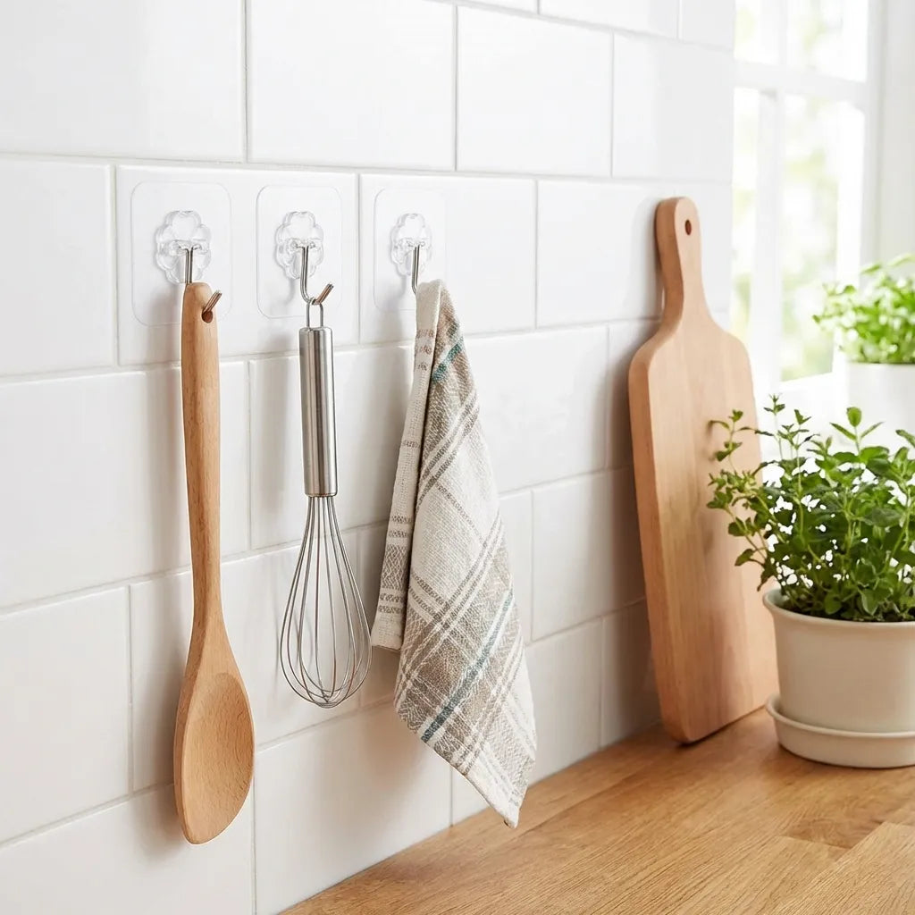 Transparent Adhesive Hooks – Pack of 12