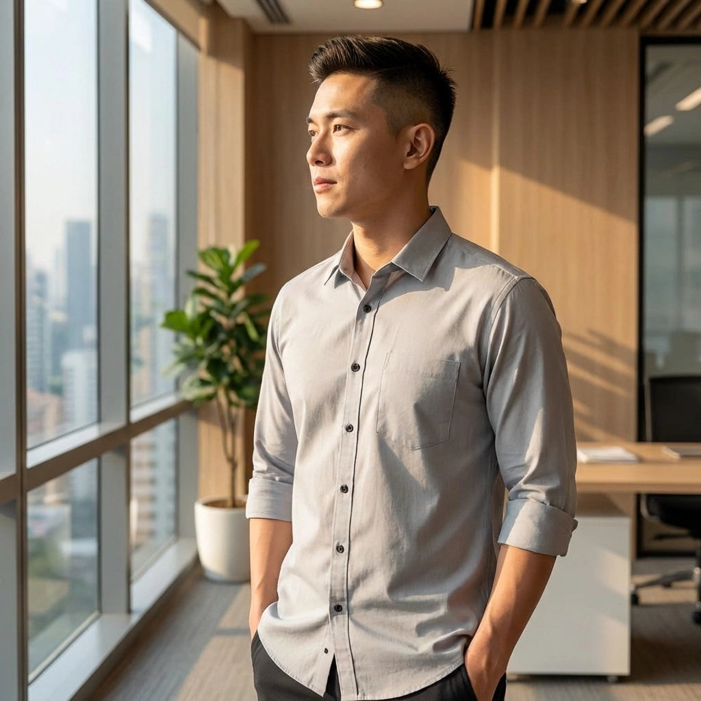 Men's Satin Casual Shirt – Grey