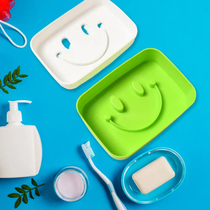 14500 portable travel home box cute cartoons smile face container draining holder soap dish - improvement