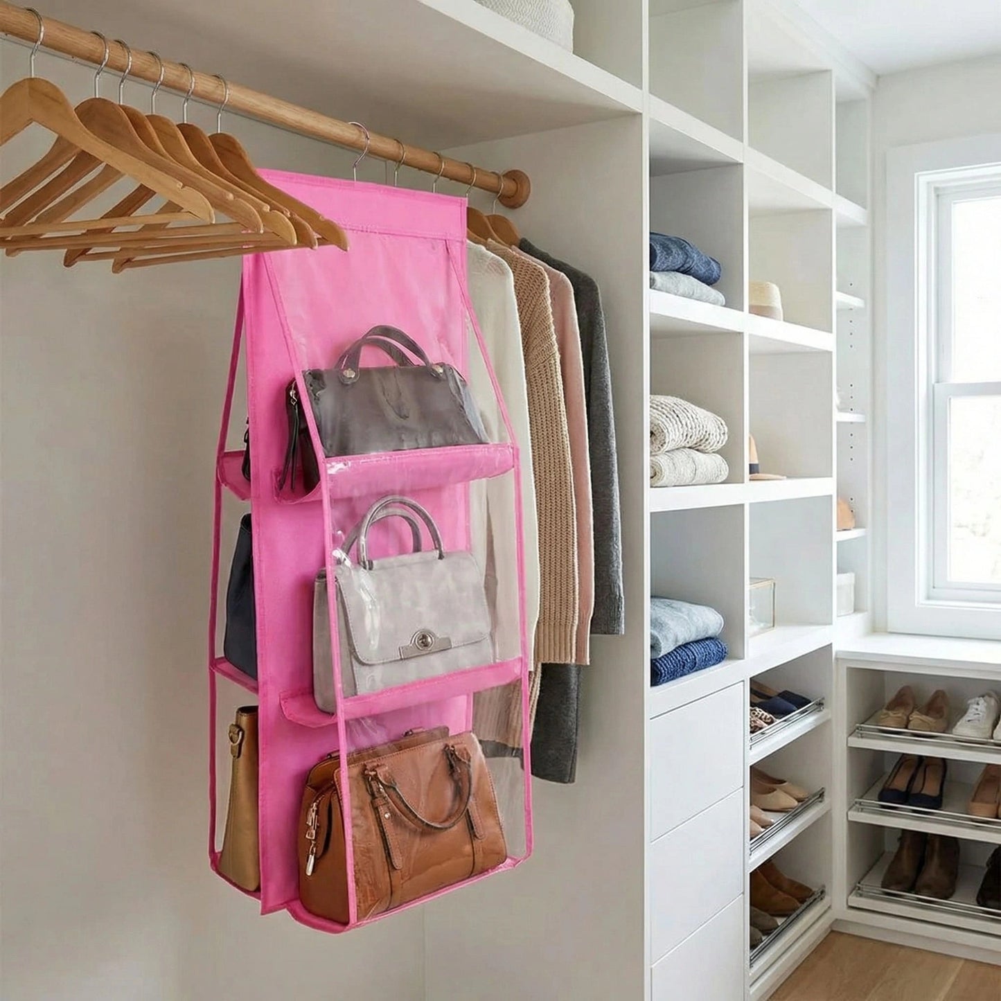6-Pocket Hanging Purse Organizer