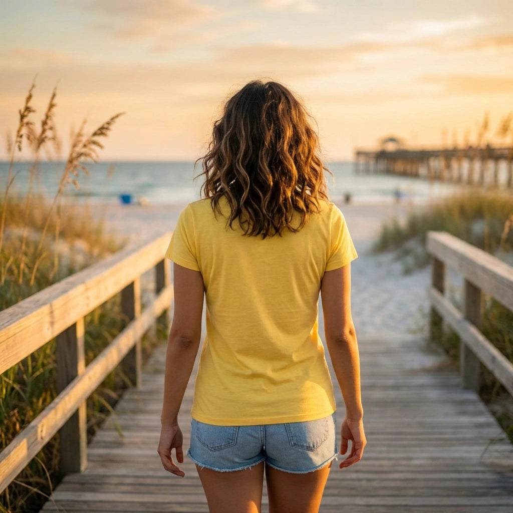 Women’s Printed Cotton T-Shirt – Yellow