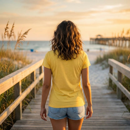 Women’s Printed Cotton T-Shirt – Yellow
