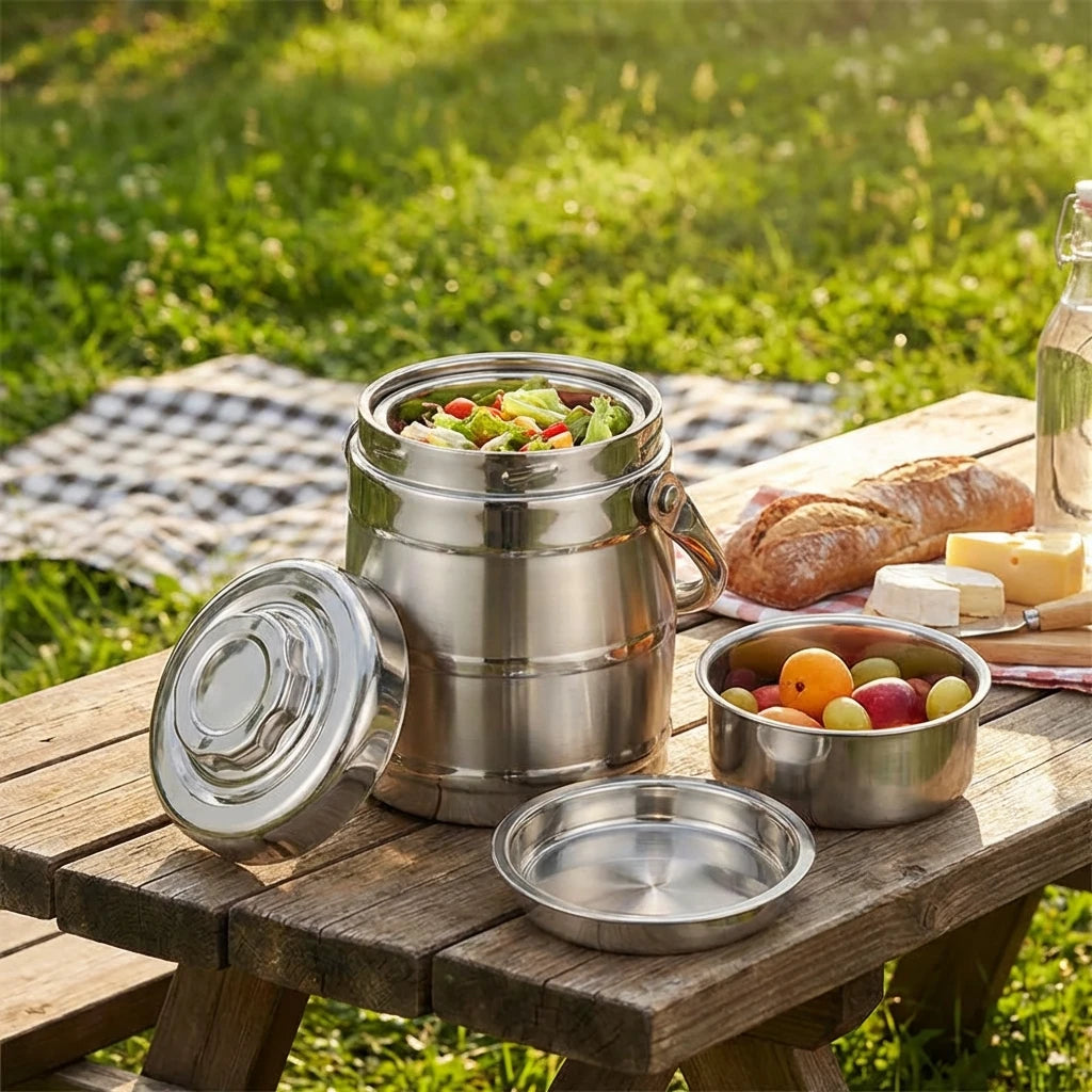 Insulated Leak-Proof Stainless Steel Lunch Box (2.2L)