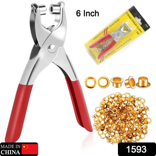 1593 grommet setting tool with 25 pcs gold eyelets grommets steel hole punch setter kit for leather canvas all fabrics