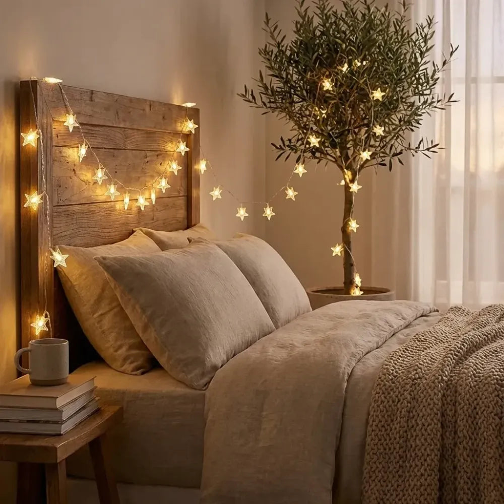 16 led star string lights – warm white
