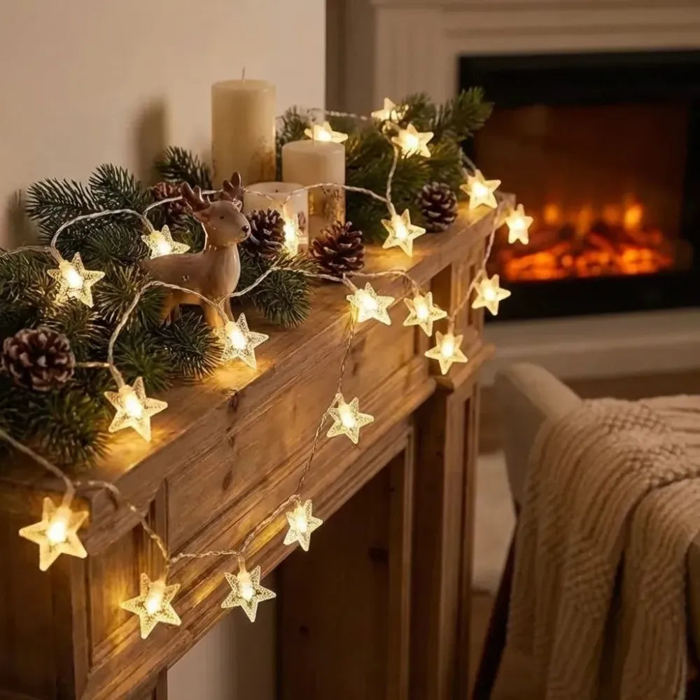 16 led star string lights – warm white