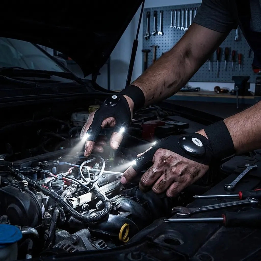LED Flashlight Work Gloves