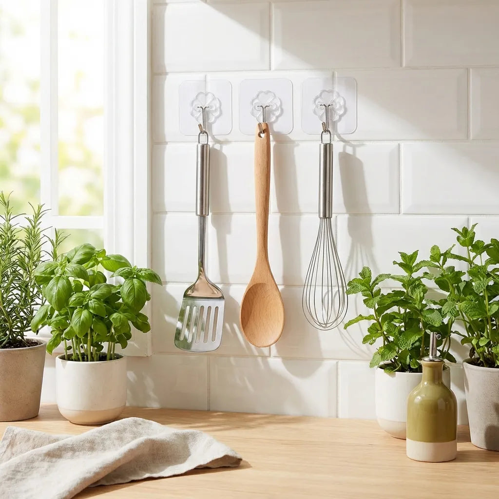 Transparent Adhesive Hooks – Pack of 12