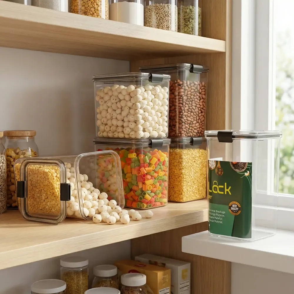 1700 ml airtight lock plastic storage container (1 pc) - home & kitchen