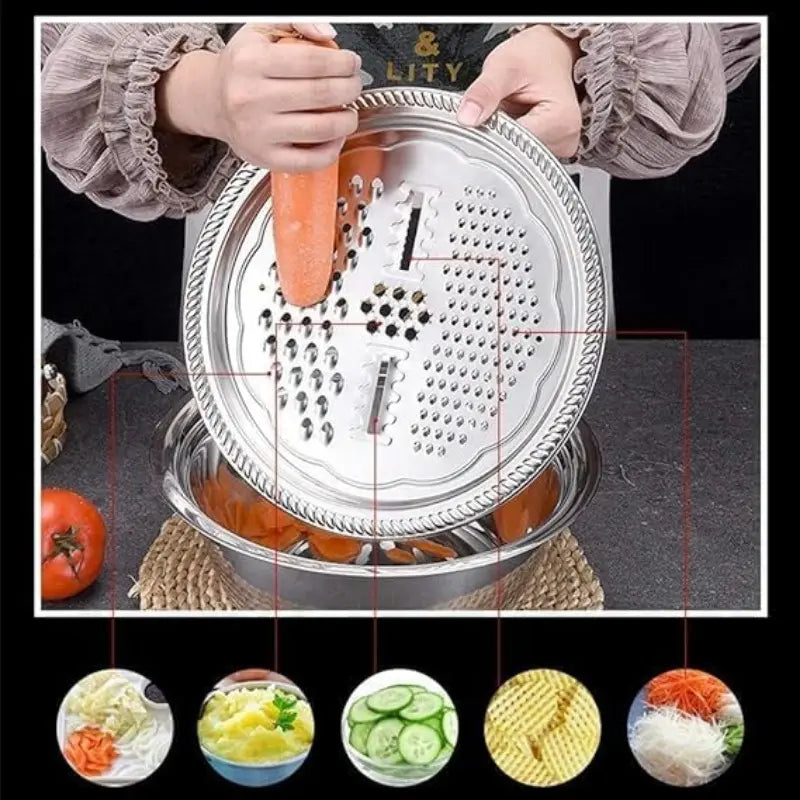 3-in-1 grater & strainer basin