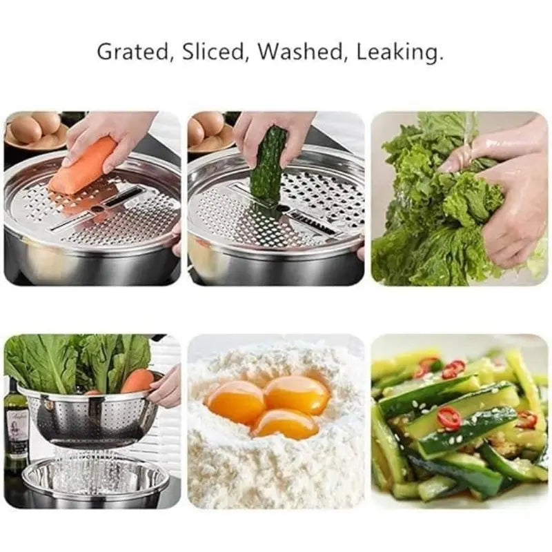 3-in-1 grater & strainer basin
