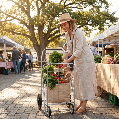 Foldable Heavy-Duty Shopping Trolley (Set of 2 Trolley)