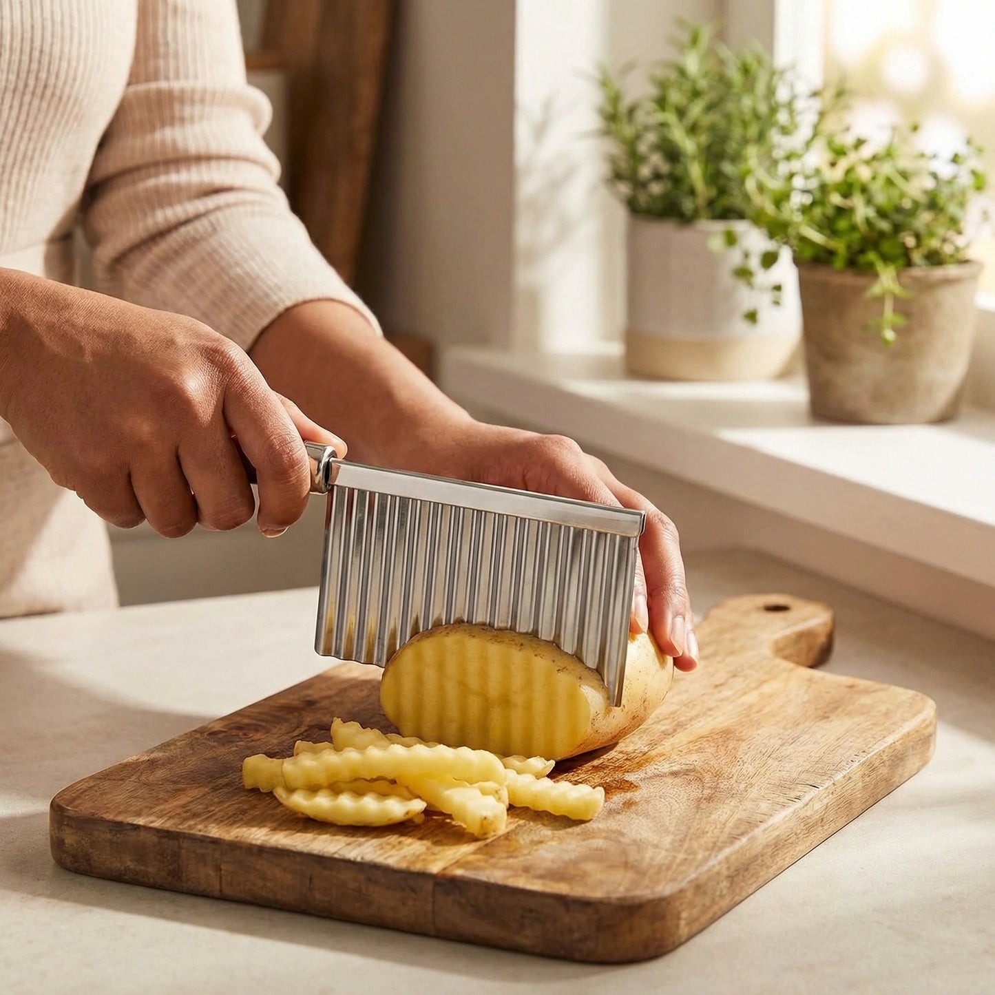 Crinkle-Cut Stainless Steel Knife