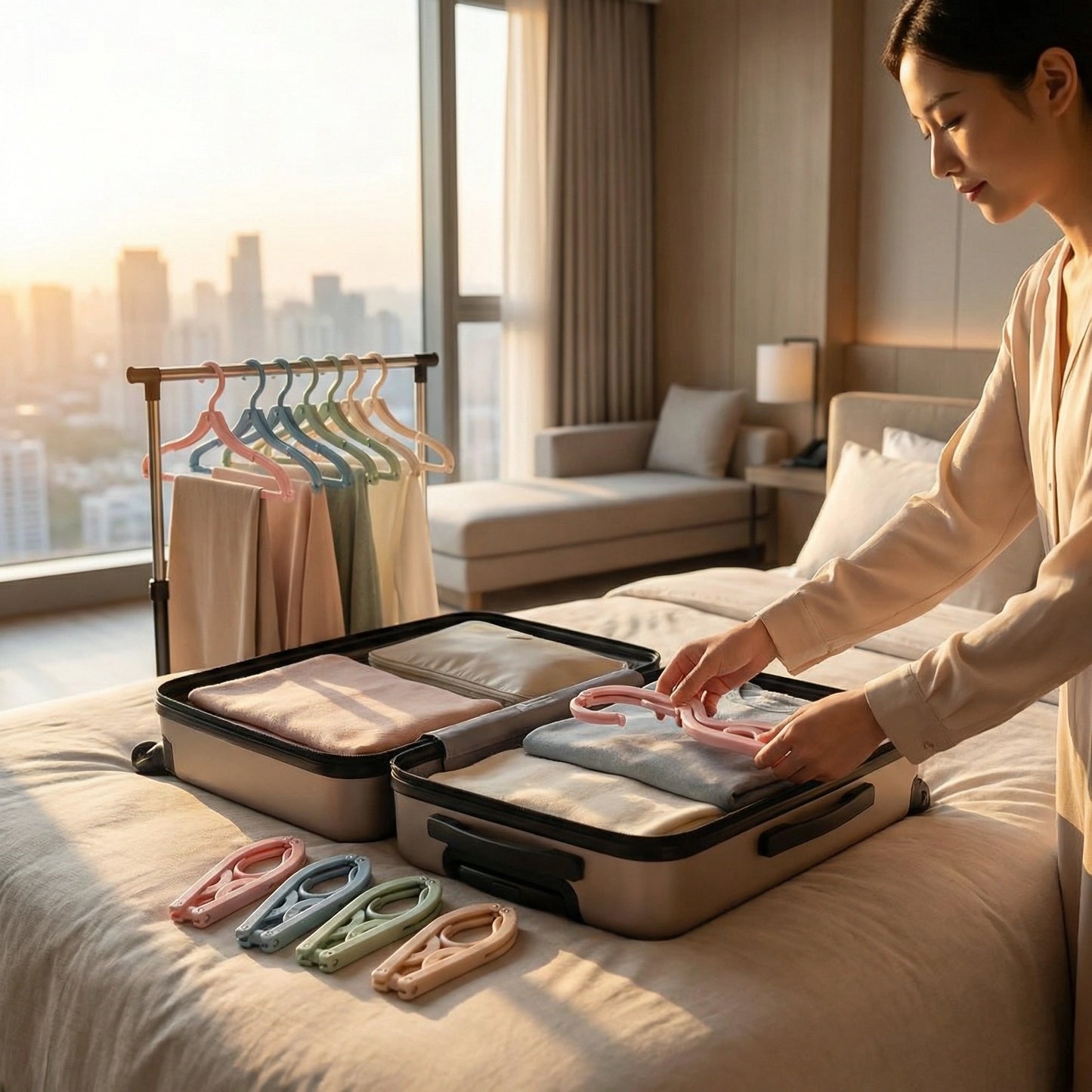 Foldable Travel Hangers with Clips