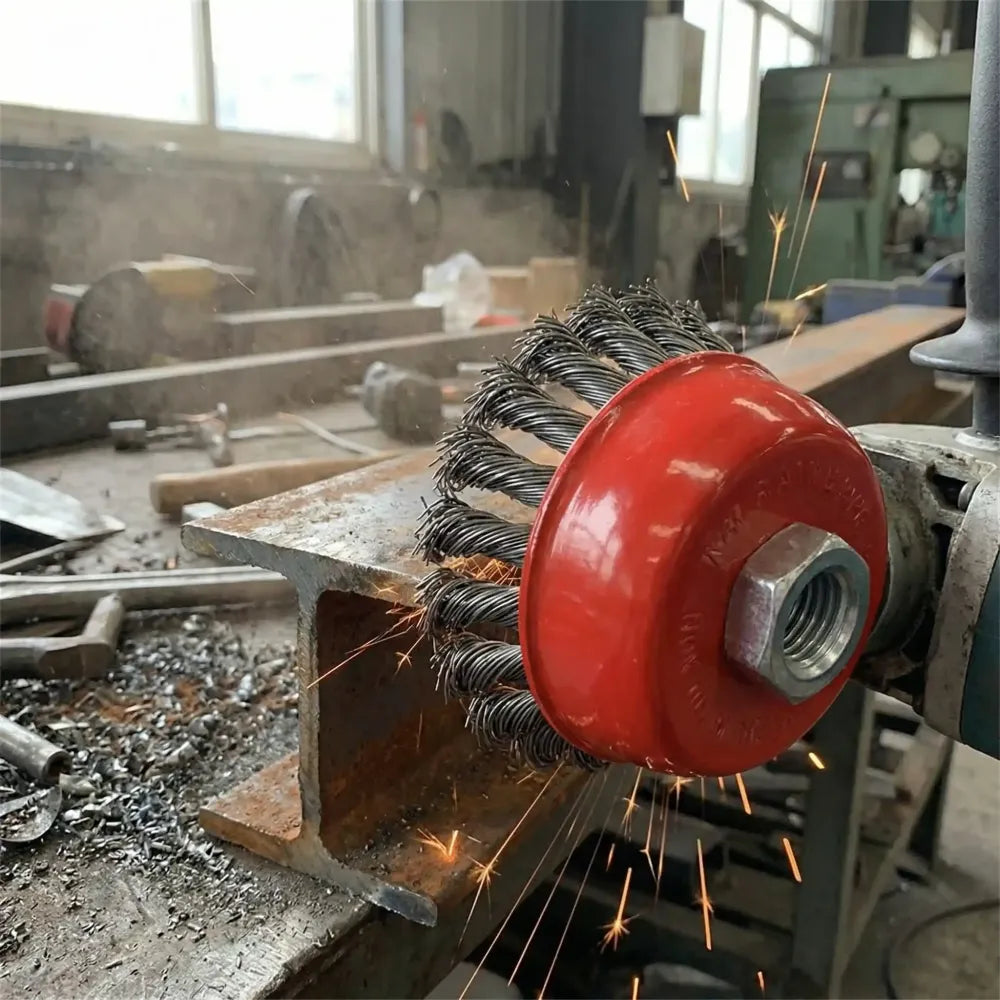 195 wire wheel cup brush (black) - power & hand tools