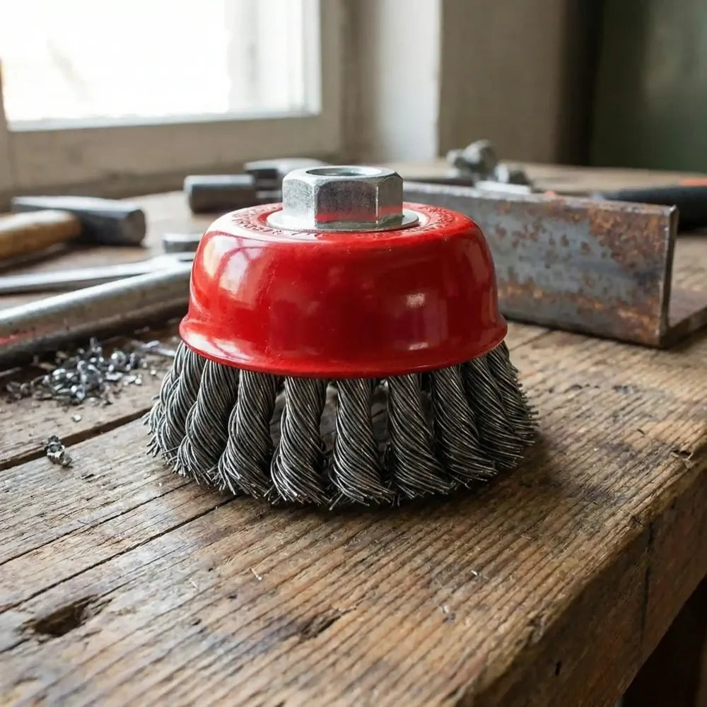 195 wire wheel cup brush (black) - power & hand tools