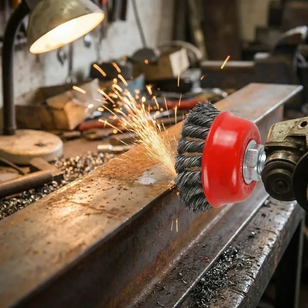 195 wire wheel cup brush (black) - power & hand tools