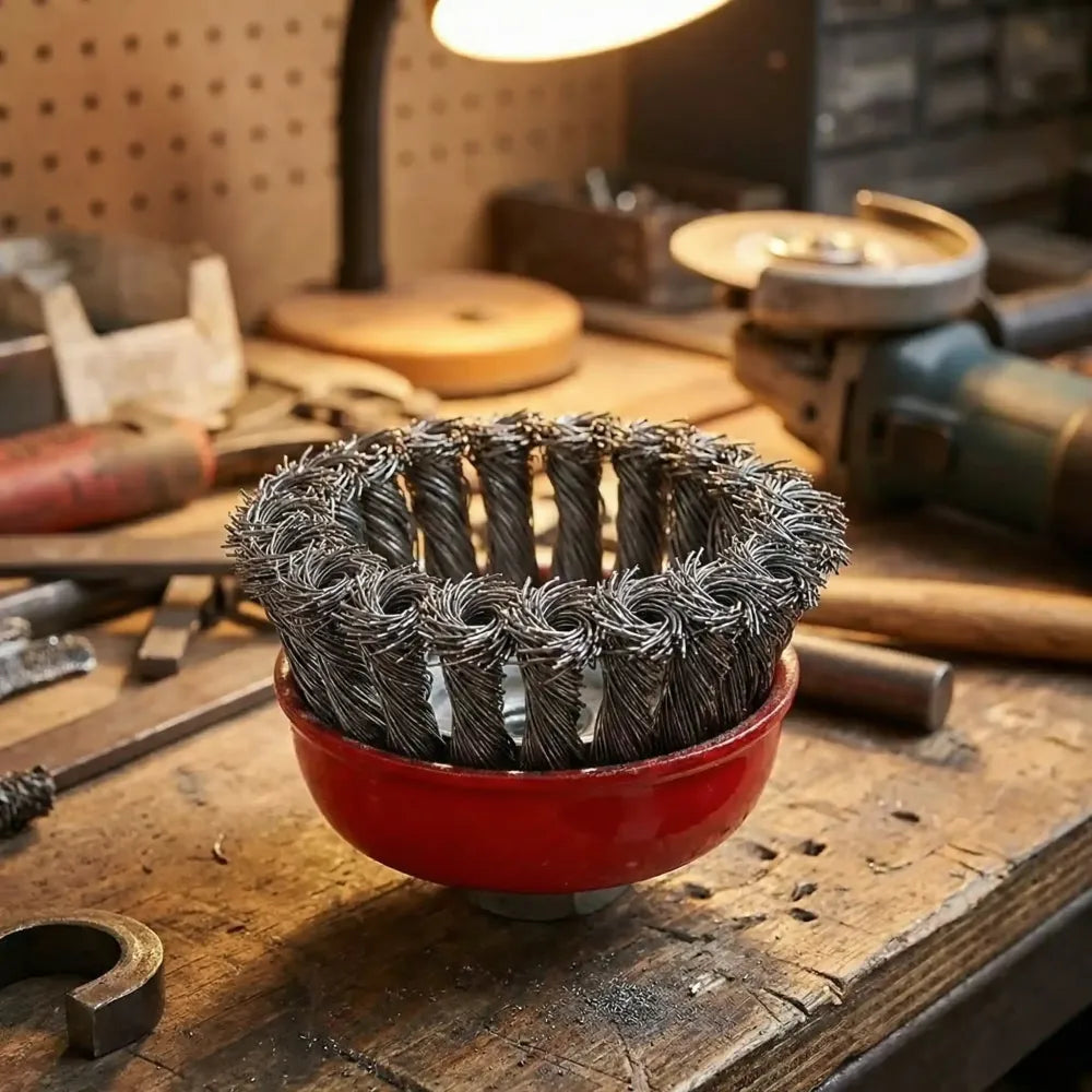 195 wire wheel cup brush (black) - power & hand tools