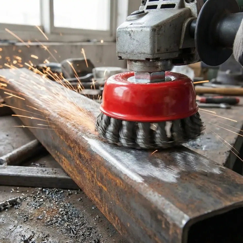 195 wire wheel cup brush (black) - power & hand tools