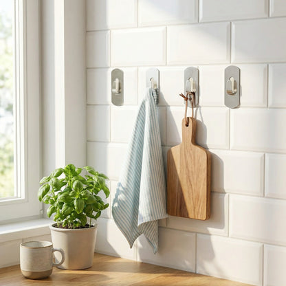 Self- Adhesive Hooks Heavy Duty Wall Hooks Hangers Stainless Steel Waterproof Sticky Hooks For Hanging Robe Coat Towel Kitchen Bathroom And.