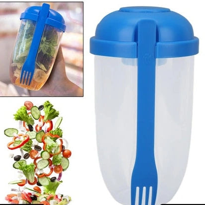 Portable salad mixing cup