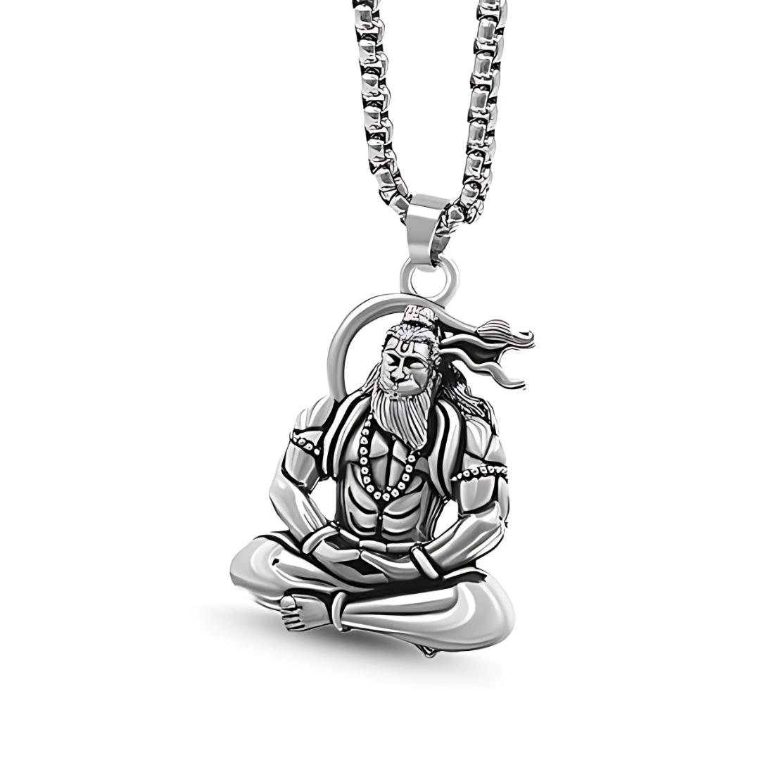 Hanuman Silver Locket With Chain