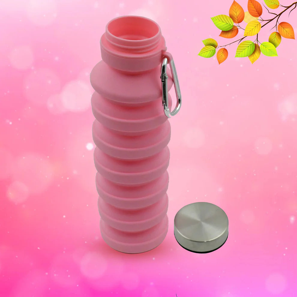 Foldable leak-proof silicone water bottle
