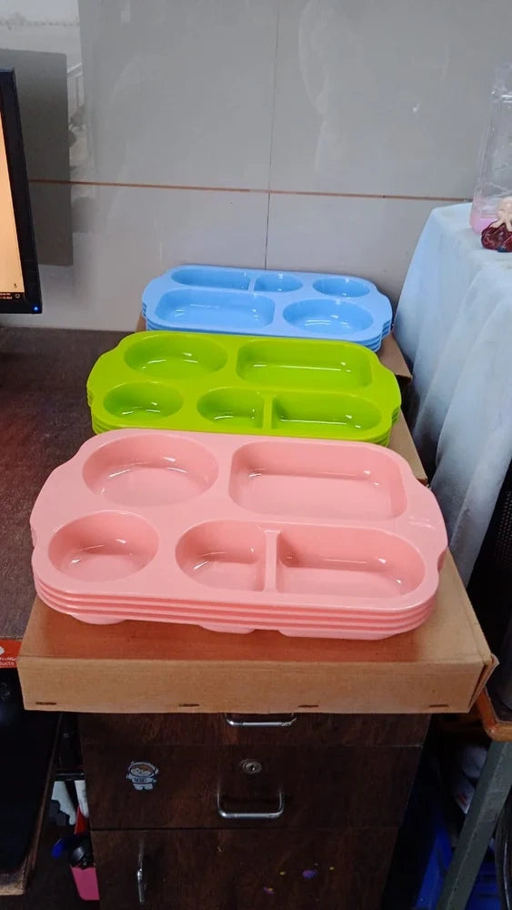 Unbreakable 5-compartment plates