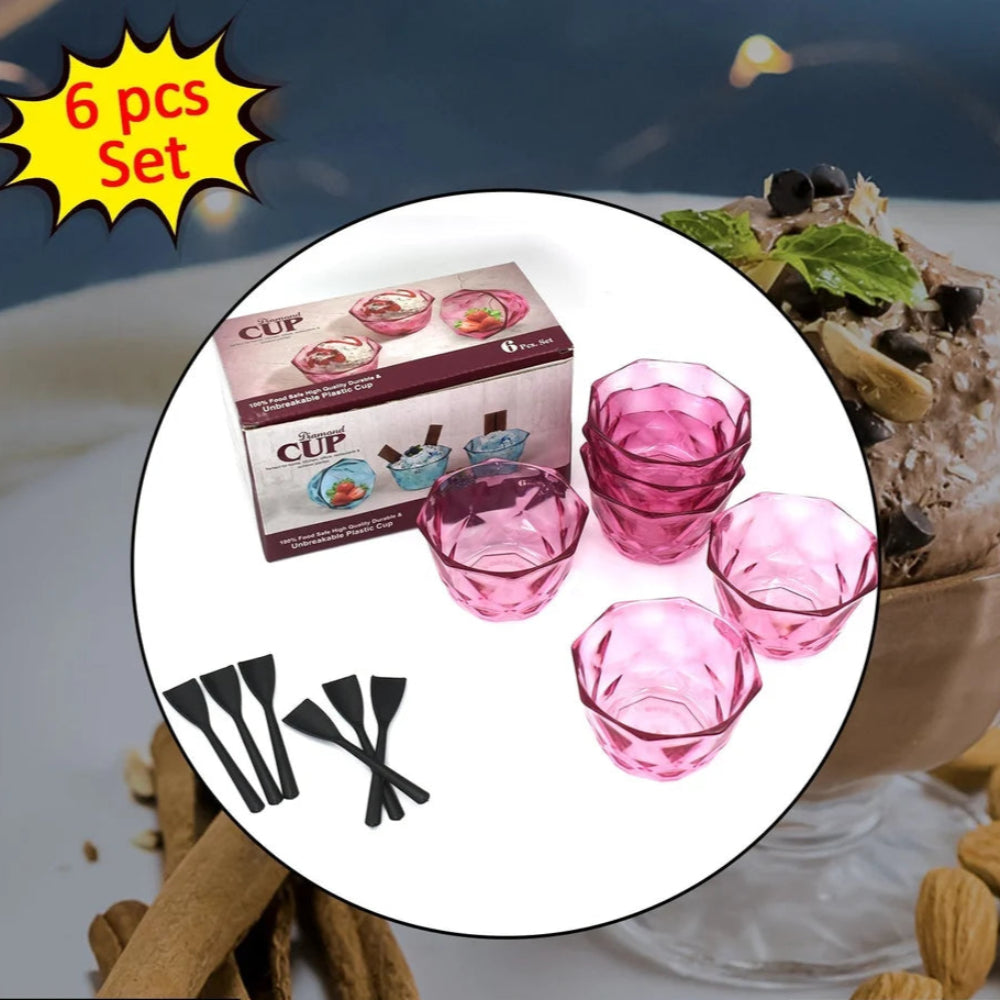 6 pc diamond ice cream bowl set