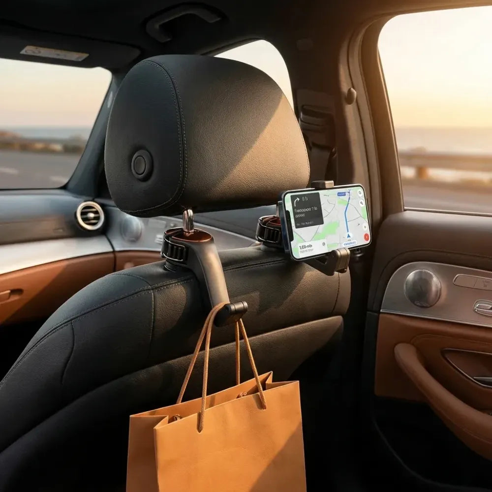 2-in-1 car seat hook & phone holder (pack of 2)