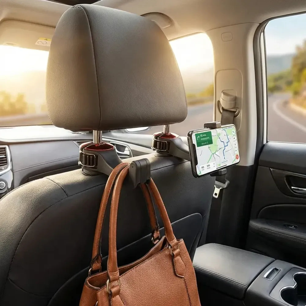 2-in-1 car seat hook & phone holder (pack of 2)