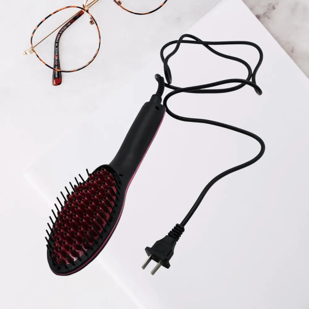 2-in-1 ceramic straightening brush - health & beauty