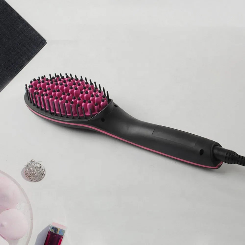 2-in-1 ceramic straightening brush - health & beauty