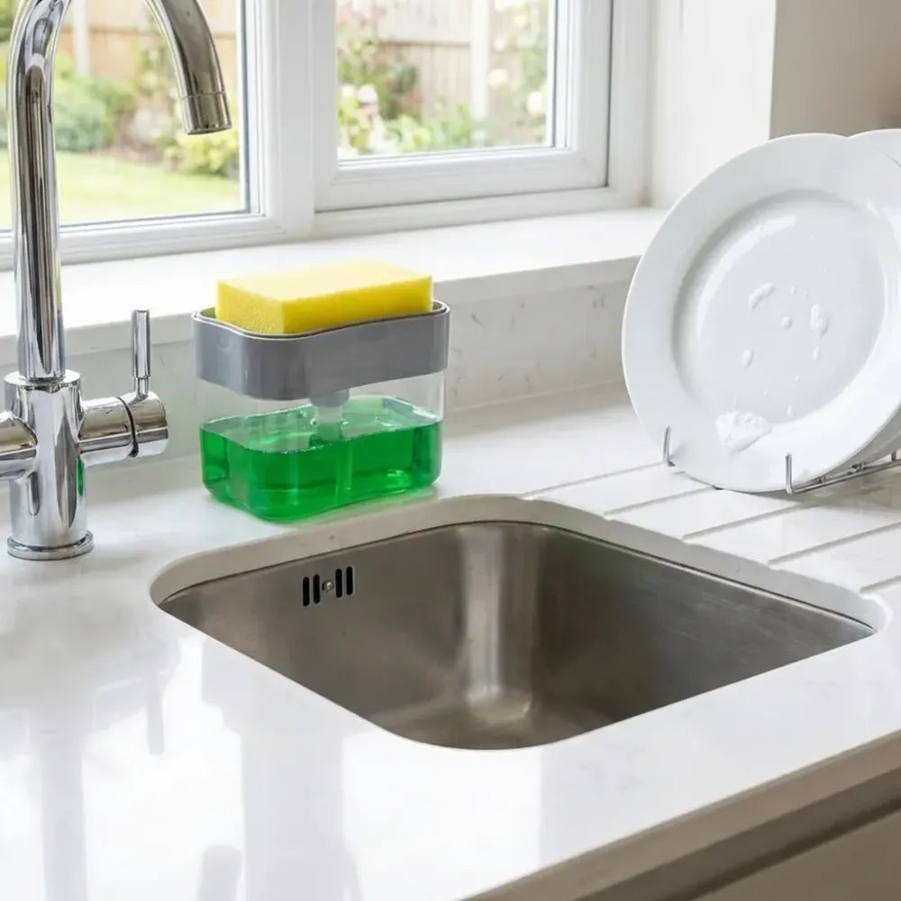 2-in-1 soap dispenser & sponge holder - home kitchen
