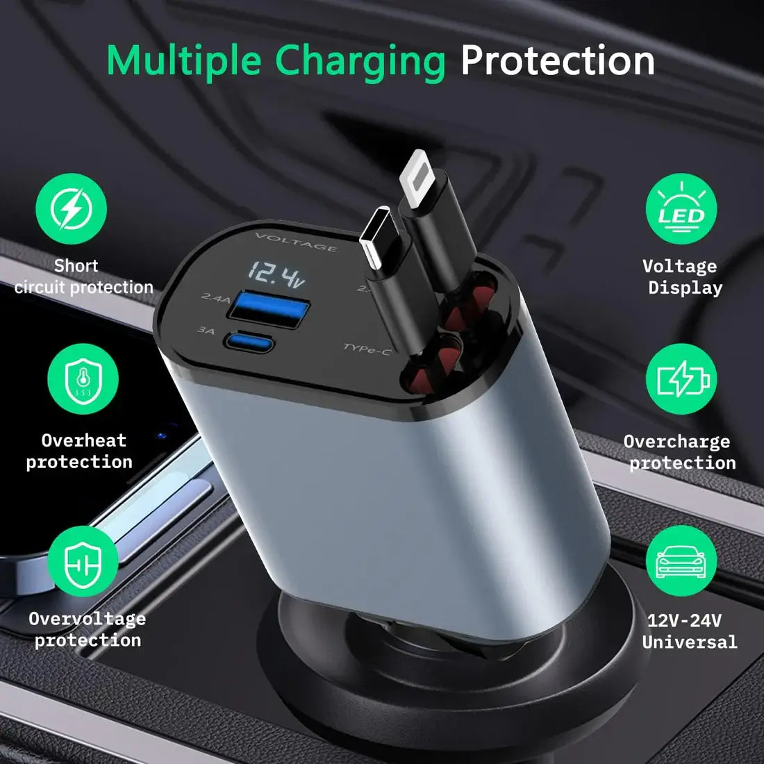Retractable car charger