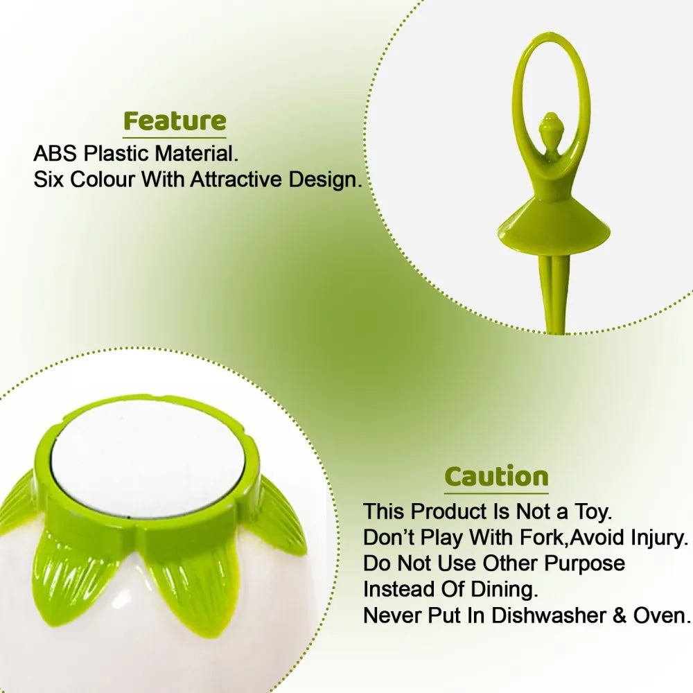 2046 dancing doll fruit fork cutlery set with stand of 6. - home & kitchen