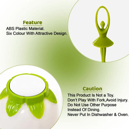 2046 dancing doll fruit fork cutlery set with stand of 6. - home & kitchen