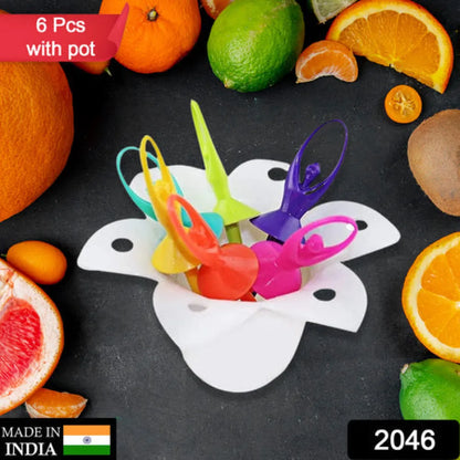 2046 dancing doll fruit fork cutlery set with stand of 6. - home & kitchen