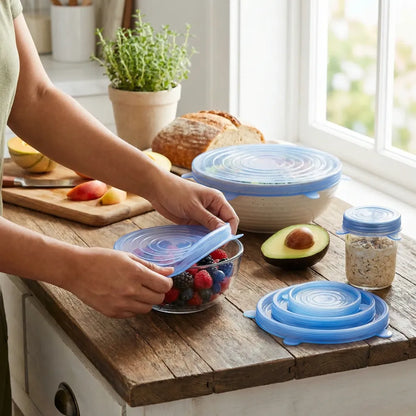 2154 silicone stretch lids reuseable microwave safe flexible covers (set of 6) (loose pack) - home & kitchen