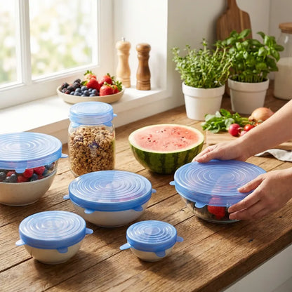 2154 silicone stretch lids reuseable microwave safe flexible covers (set of 6) (loose pack) - home & kitchen
