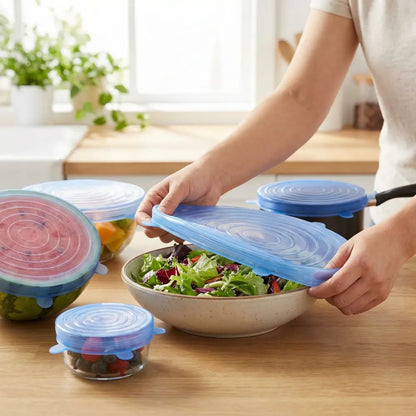 2154 silicone stretch lids reuseable microwave safe flexible covers (set of 6) (loose pack) - home & kitchen